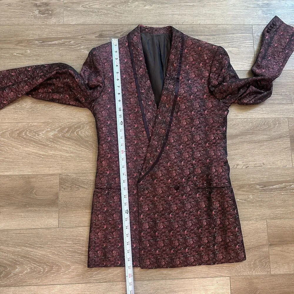 Vtg Brioni Italy 100% Silk Paisley Brocade Smoking Jacket Tuxedo Blazer Sz 38R